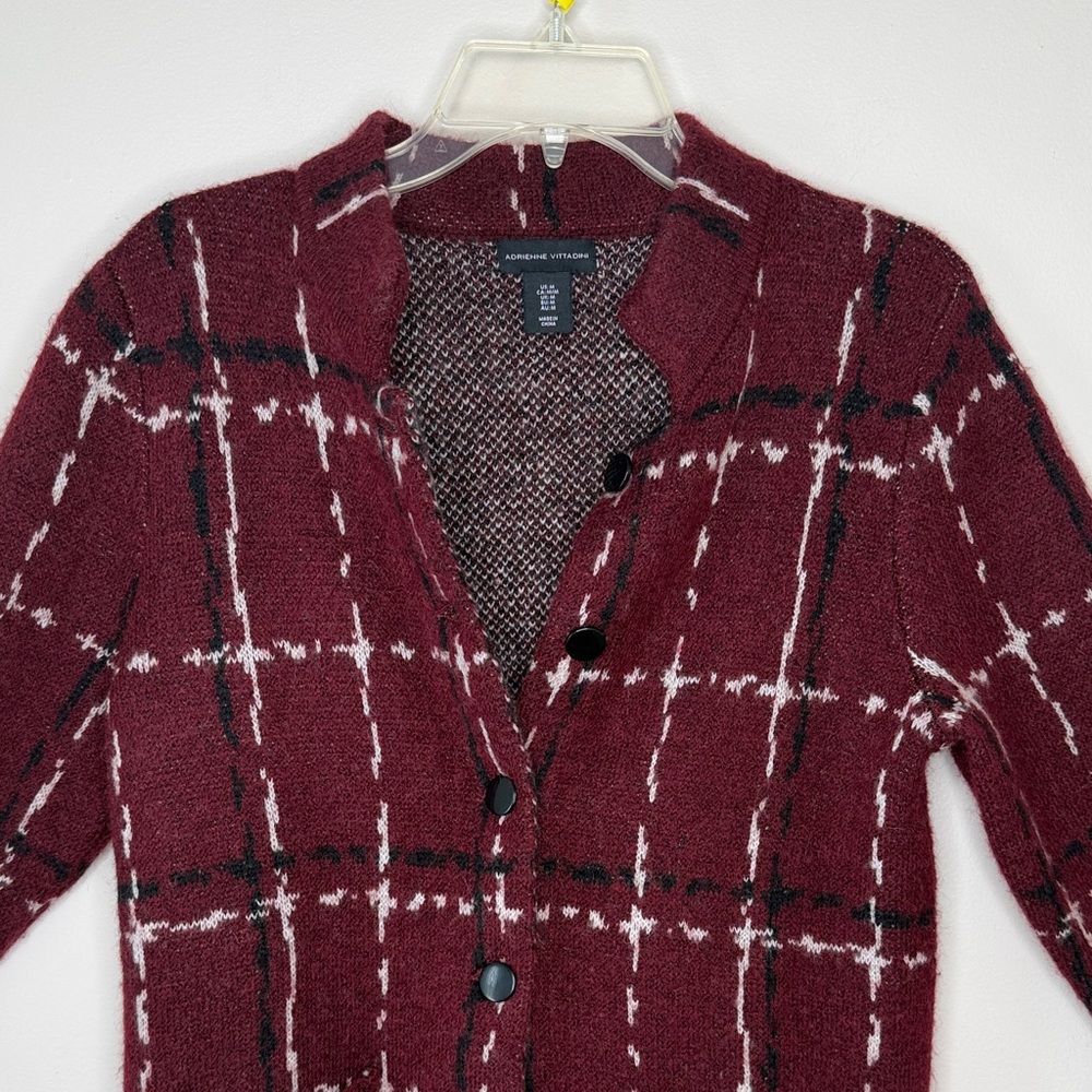 Adrienne Vittadini Burgundy Preppy Cardigan Size M - Picture 3 of 11